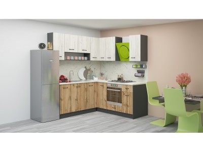 Κουζίνα Verona 3 (pacific λευκό kraft/δρυς votan)